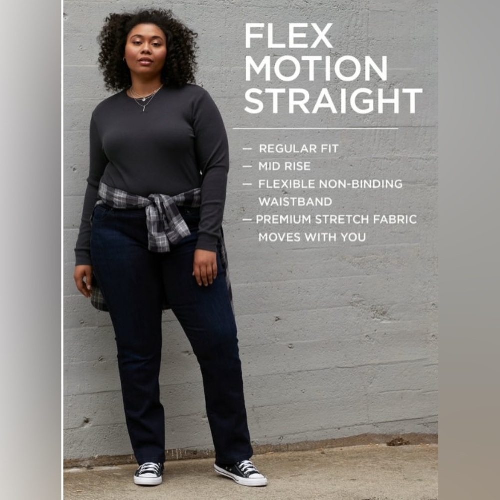 NWT Lee Plus Size Flex Motion Straight Leg Jean -Size 28W Petite - Inseam-29”